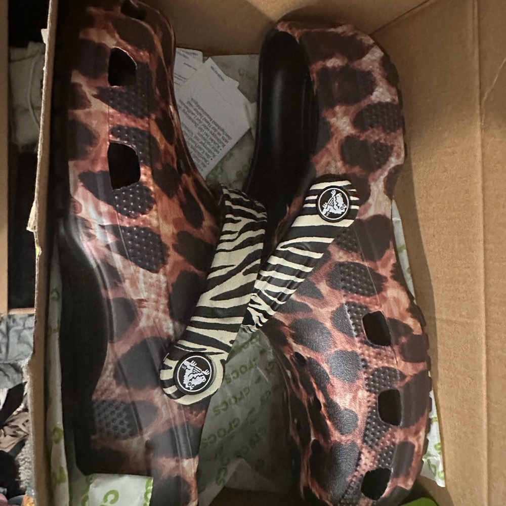 CROCS Leopard and Zebra Print Clogs